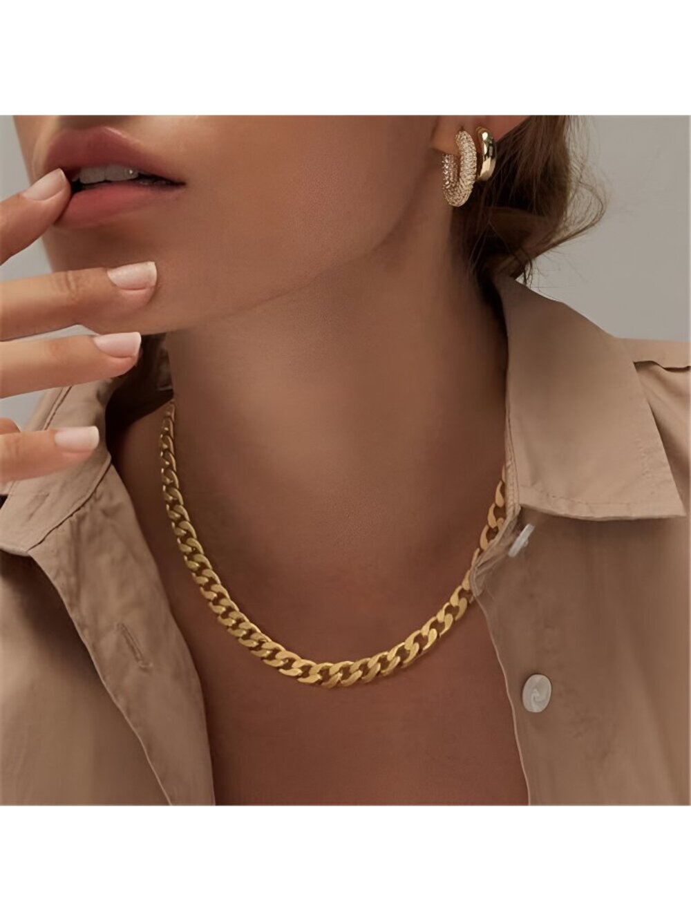 Gold Necklace for Women Dainty Chunky 14K Gold Plated/Sliver Plated